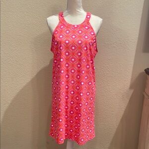 Pink Sleeveless Halter Sundress for Casual Resort Wear
